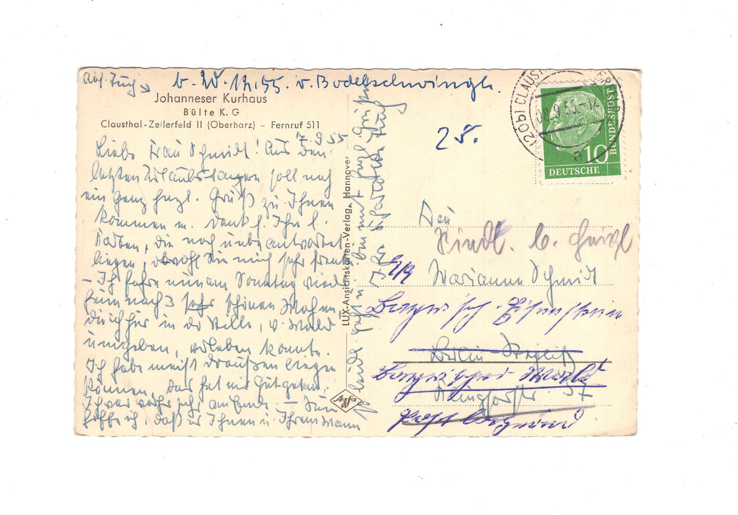 Ansichtskarte Johanneser Kurhaus / Blick von der Julia-Quelle auf Wildemann