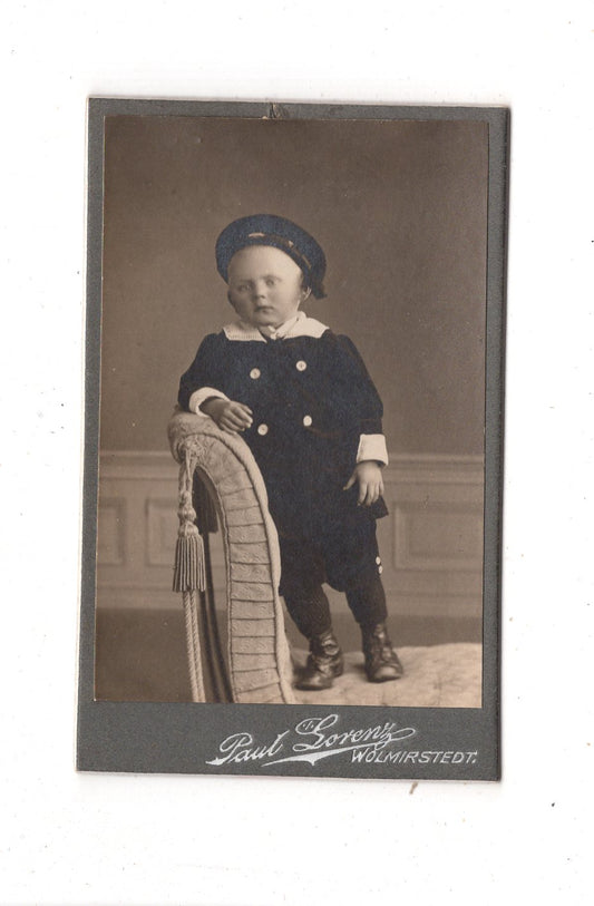 Fotografie Niedlicher kleiner Junge - Wolmirstedt 1910er / CDV M1-17