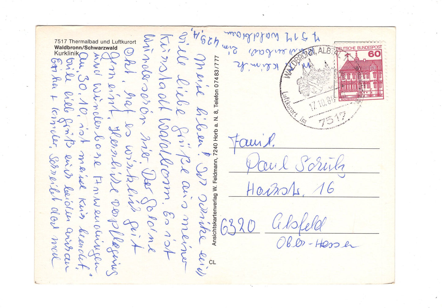 Ansichtskarte Waldbronn / Schwarzwald / Kurklinik / G1-68