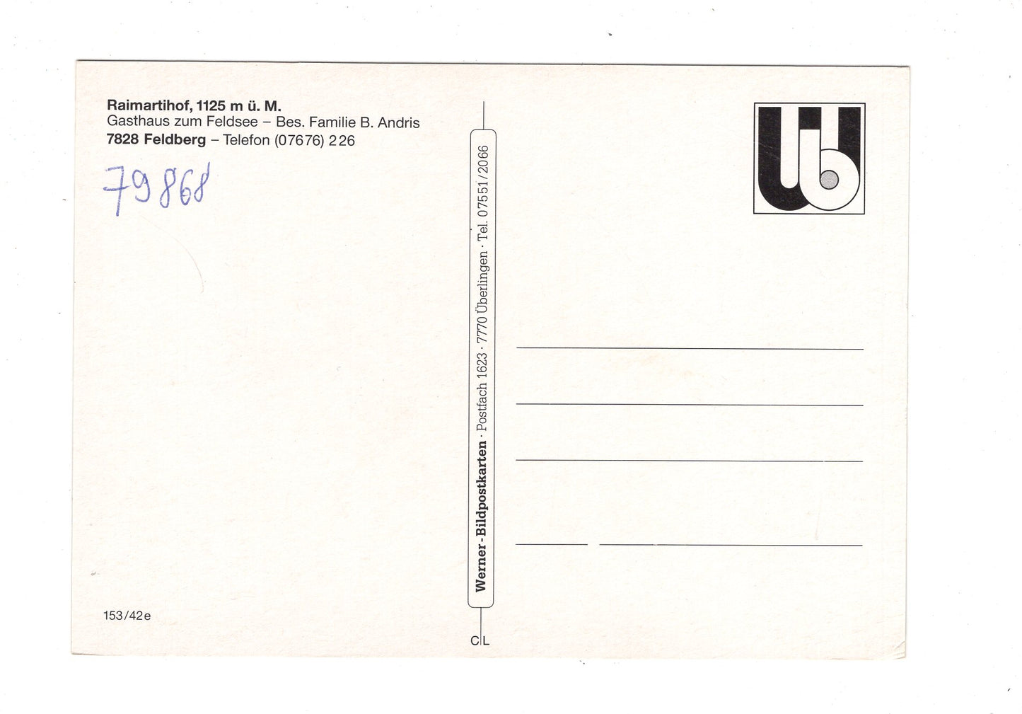 Ansichtskarte Gasthof Raimartihof am Feldsee-Feldberg / G1-68