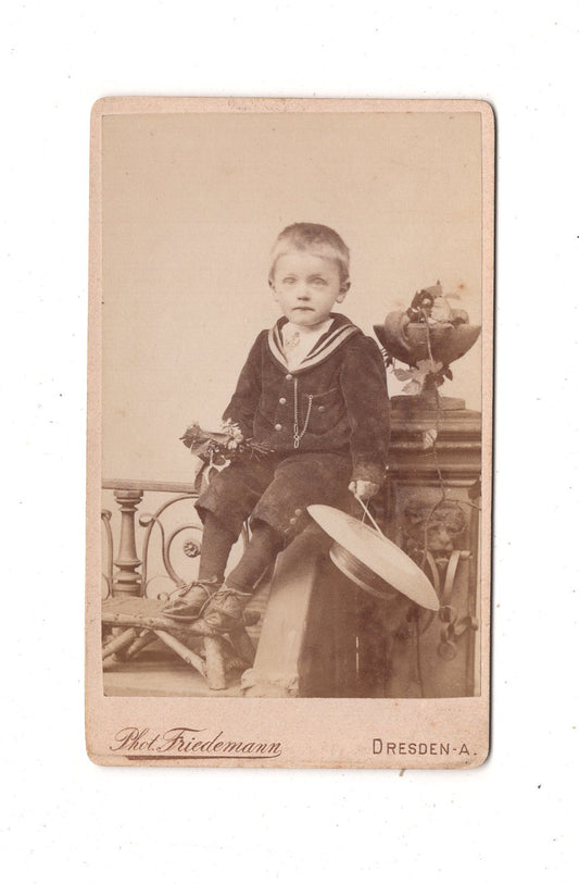 Fotografie Niedlicher kleiner Junge - Dresden um 1890 / CDV M1-17