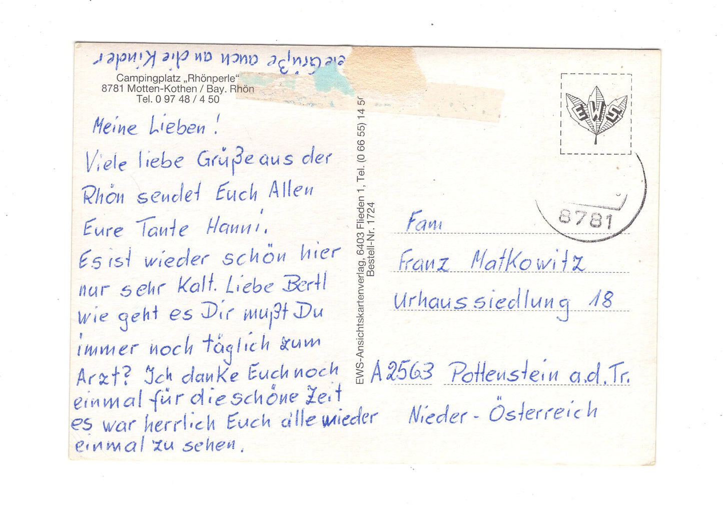 Ansichtskarte Campingplatz Rhönperle / Motten-Kothen