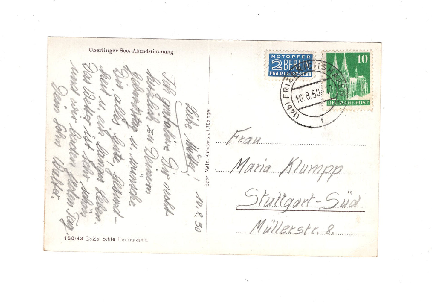 Ansichtskarte Überlinger See / Abendstimmung