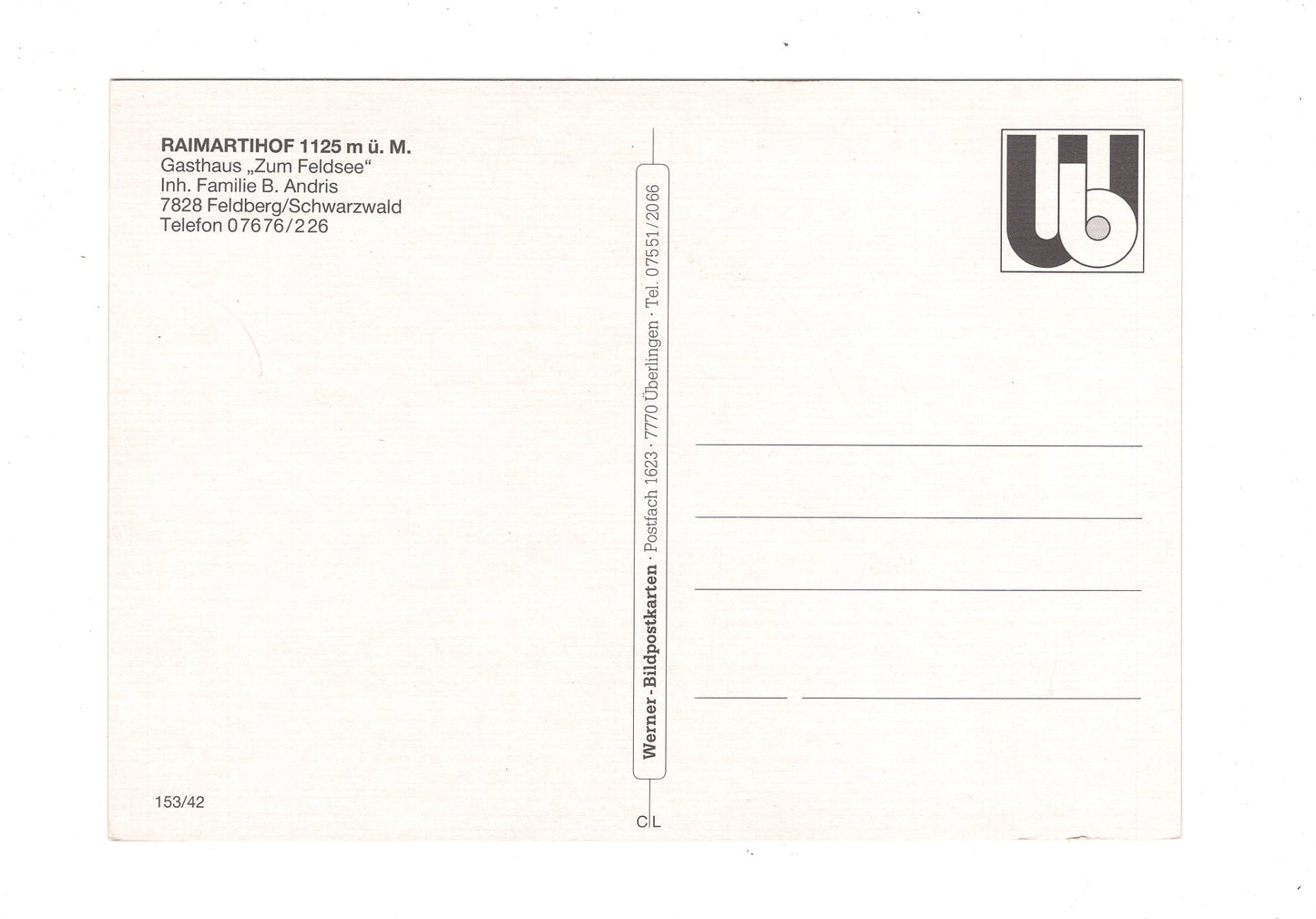Ansichtskarte Gasthof Raimartihof am Feldsee-Feldberg / G1-68