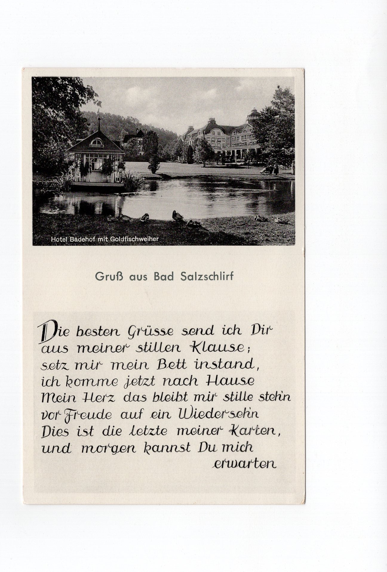 Ansichtskarte Bad Salzschlirf / Hotel Badehof mit Goldfischweiher