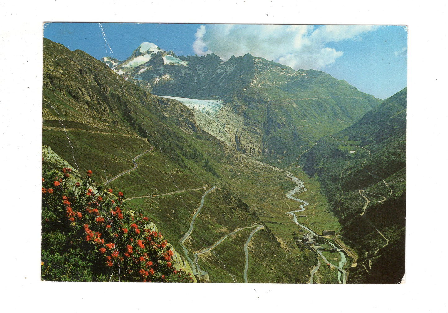 Ansichtskarte Gletsch mit Furka- und Grimselpass / Schweiz