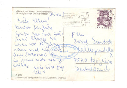 Ansichtskarte Gletsch mit Furka- und Grimselpass / Schweiz