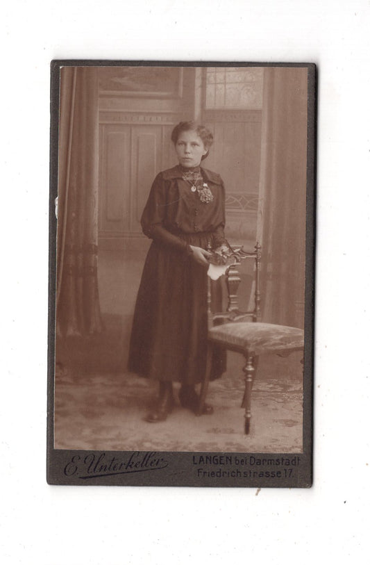 Fotografie Feines junges Mädchen - Langen bei Darmstadt 1910er / CDV M1-37