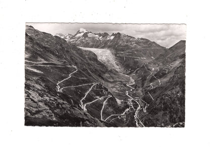 Ansichtskarte Gletsch mit Furka- und Grimselstraße / Schweiz