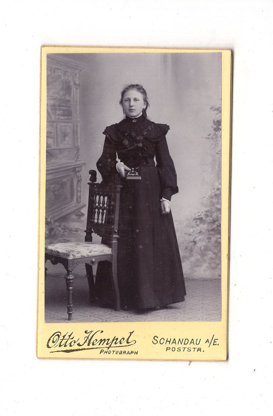 Fotografie Feines junges Mädchen - Bad Schandau 1890er / CDV M1-37