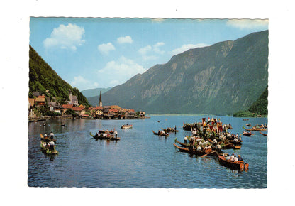 Ansichtskarte Fronleichnams-Prozession am Hallstätter See mit Hallstatt / Österreich