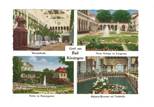 Ansichtskarte Bad Kissingen / Wandelhalle / Rakoczi-Brunnen mit Trinkhalle +++