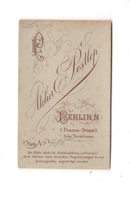 Fotografie Feines junges Mädchen - Berlin um 1900 / CDV M1-37