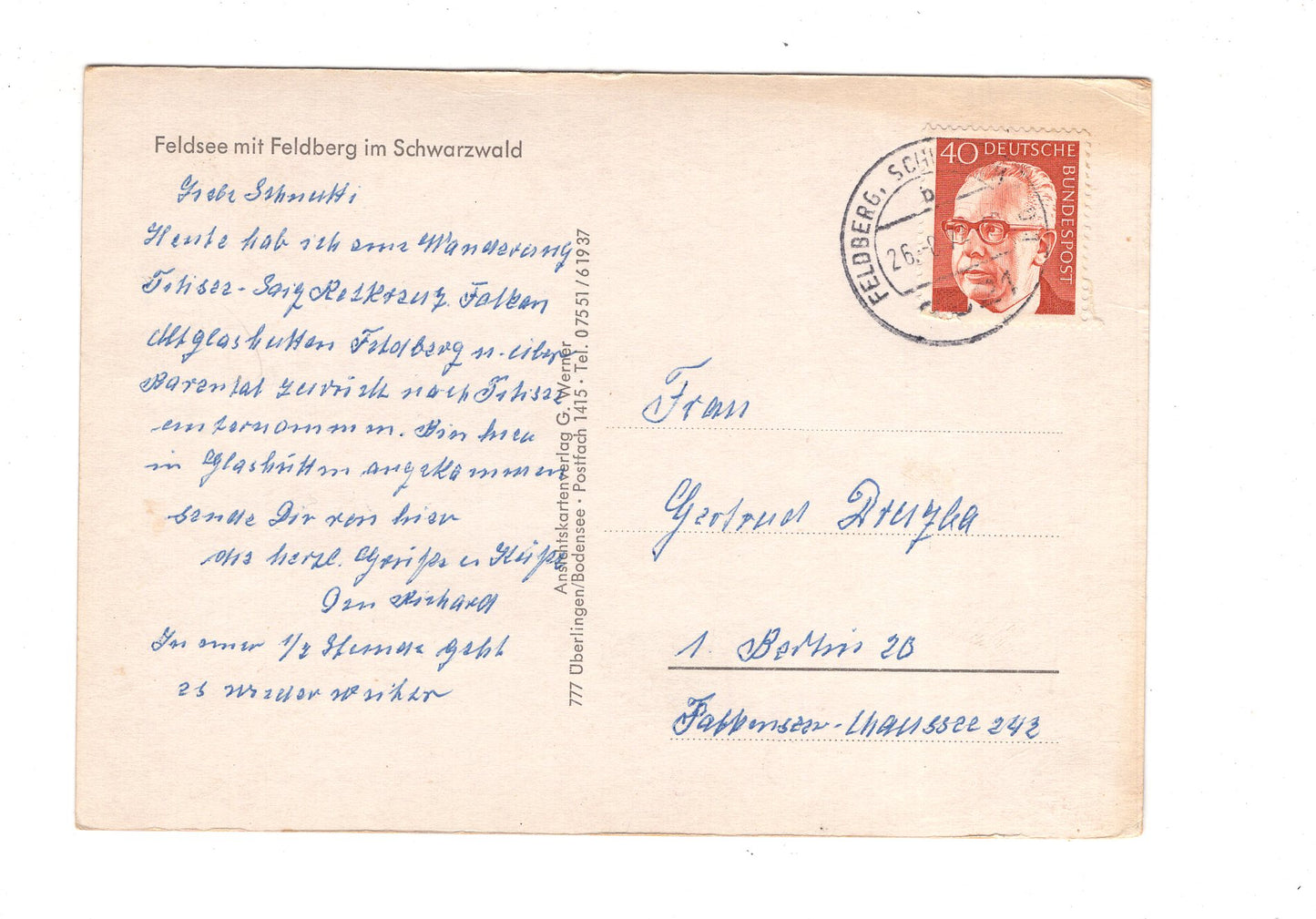 Ansichtskarte Feldsee mit Feldberg im Schwarzwald / G1-68