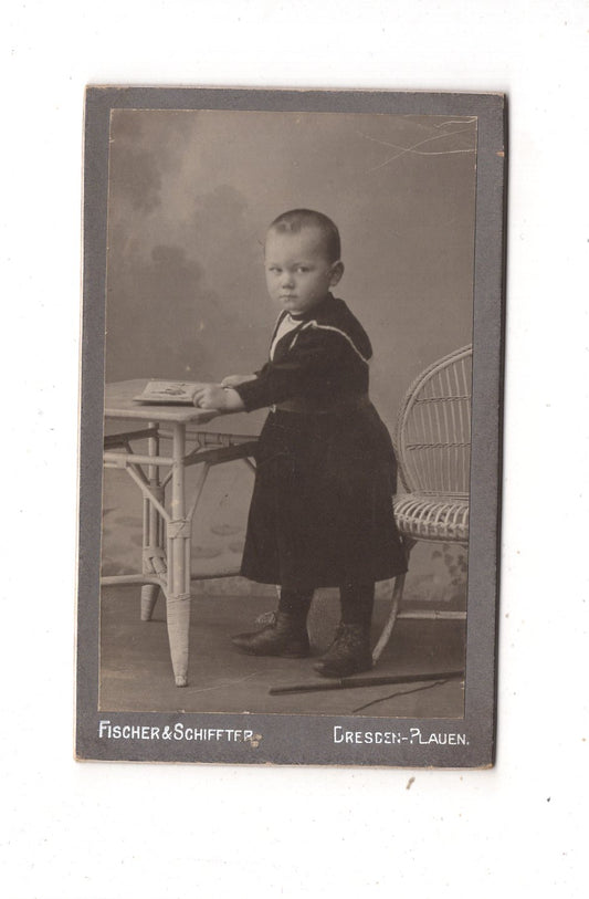 Fotografie Niedlicher kleiner Junge - Dresden-Plauen 1900er / CDV M1-17