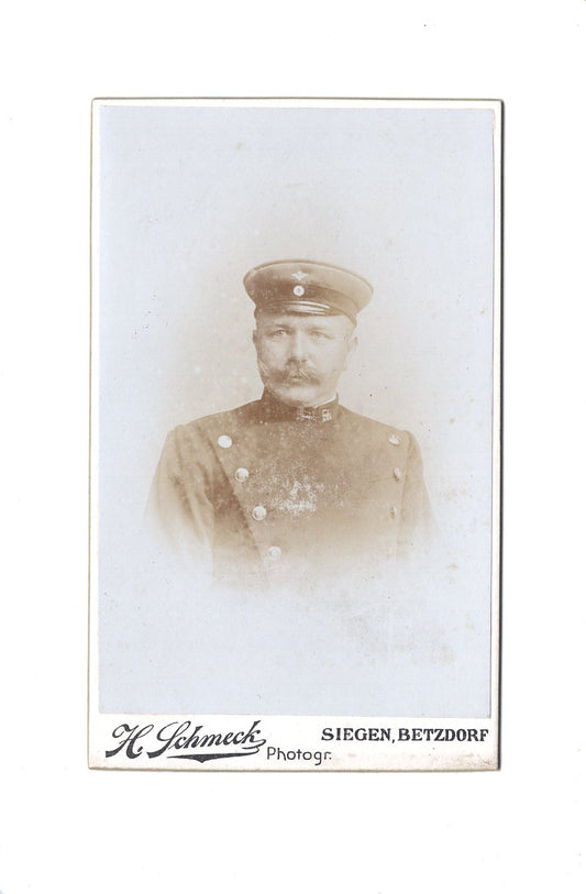 Fotografie Soldat / Soldatenportrait / Eisenbahn ? - Siegen / Betzdorf 1890er