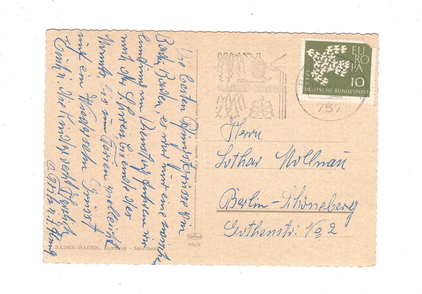 Ansichtskarte Baden-Baden / Kurhaus - Spielbank