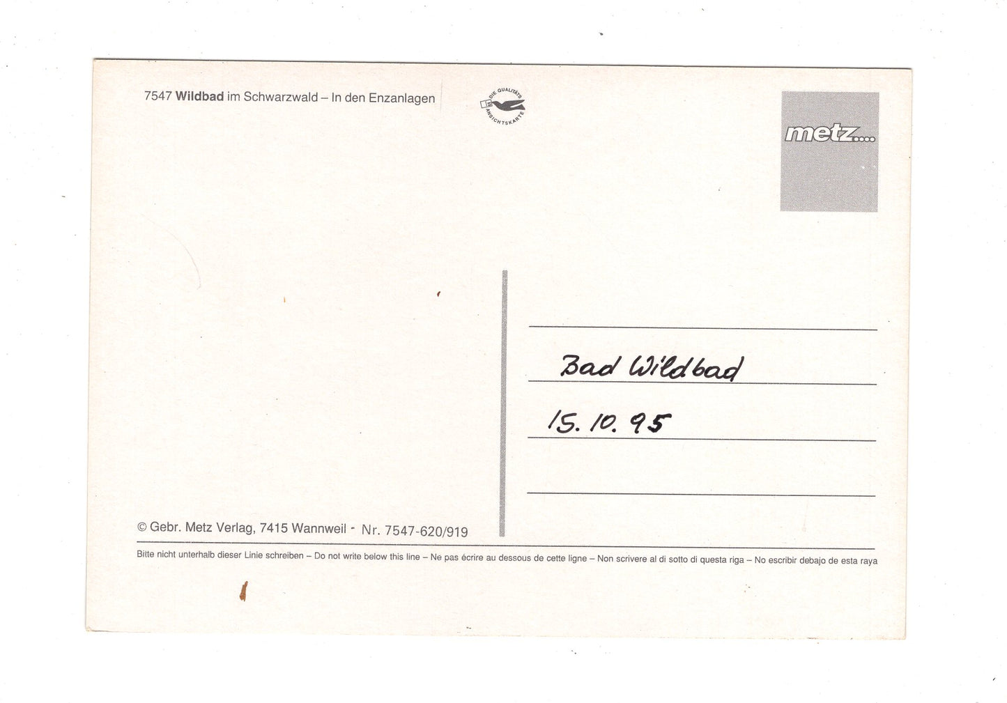 Ansichtskarte Wildbad im Schwarzwald / In den Enzanlagen / G1-68