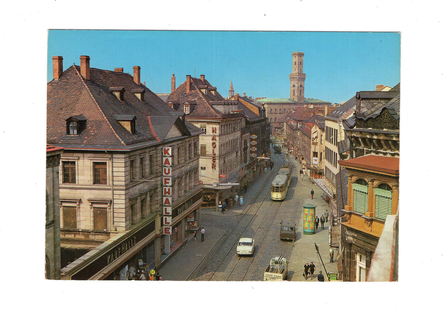 Ansichtskarte Fürth / Schwabacher Straße und Rathaus