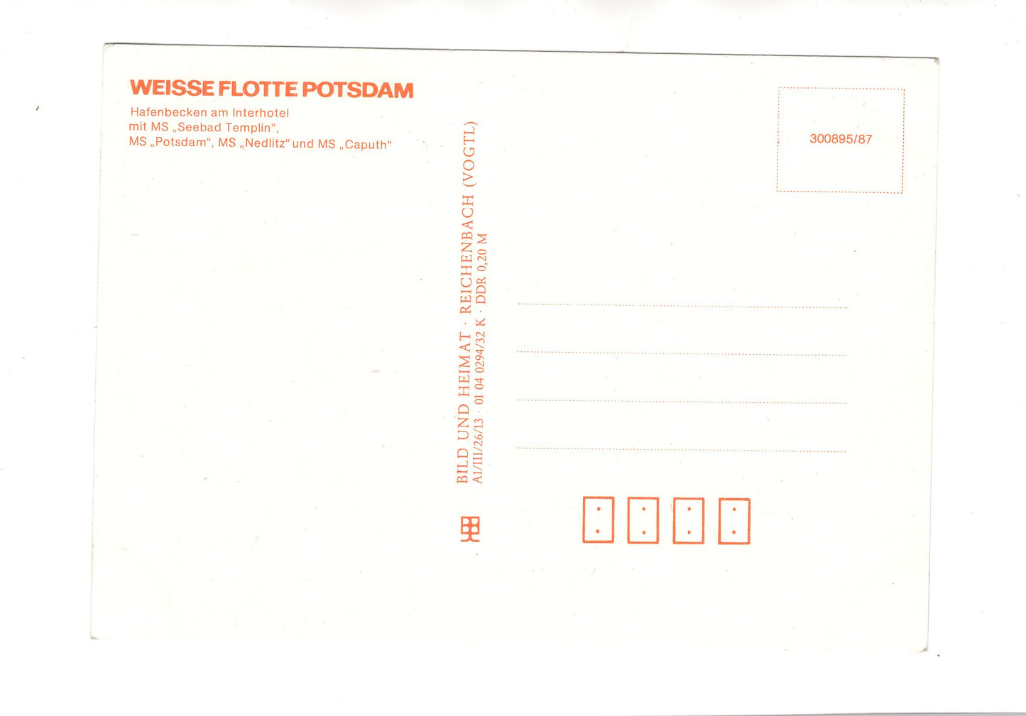 Ansichtskarte Weiße Flotte Potsdam / Hafenbecken am Interhotel