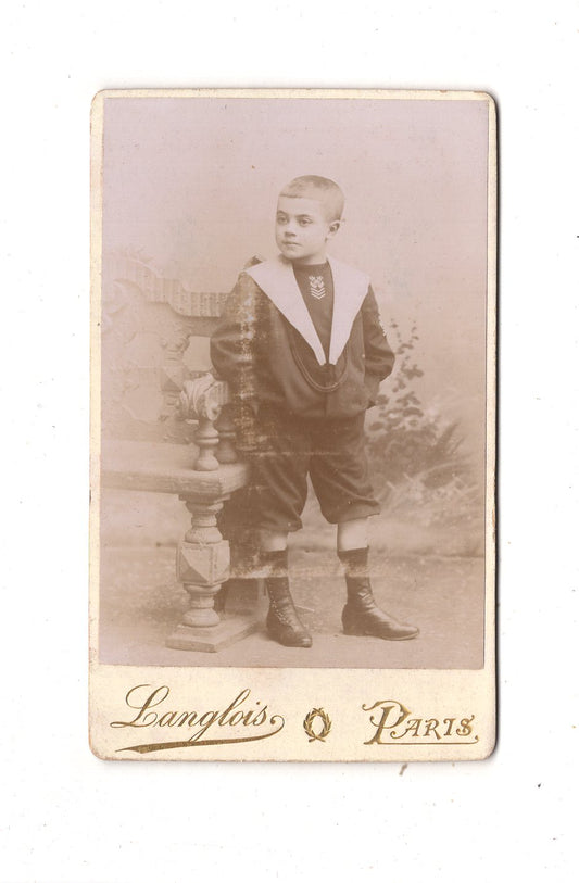 Fotografie Niedlicher kleiner Junge - Paris um 1890 / CDV M1-18
