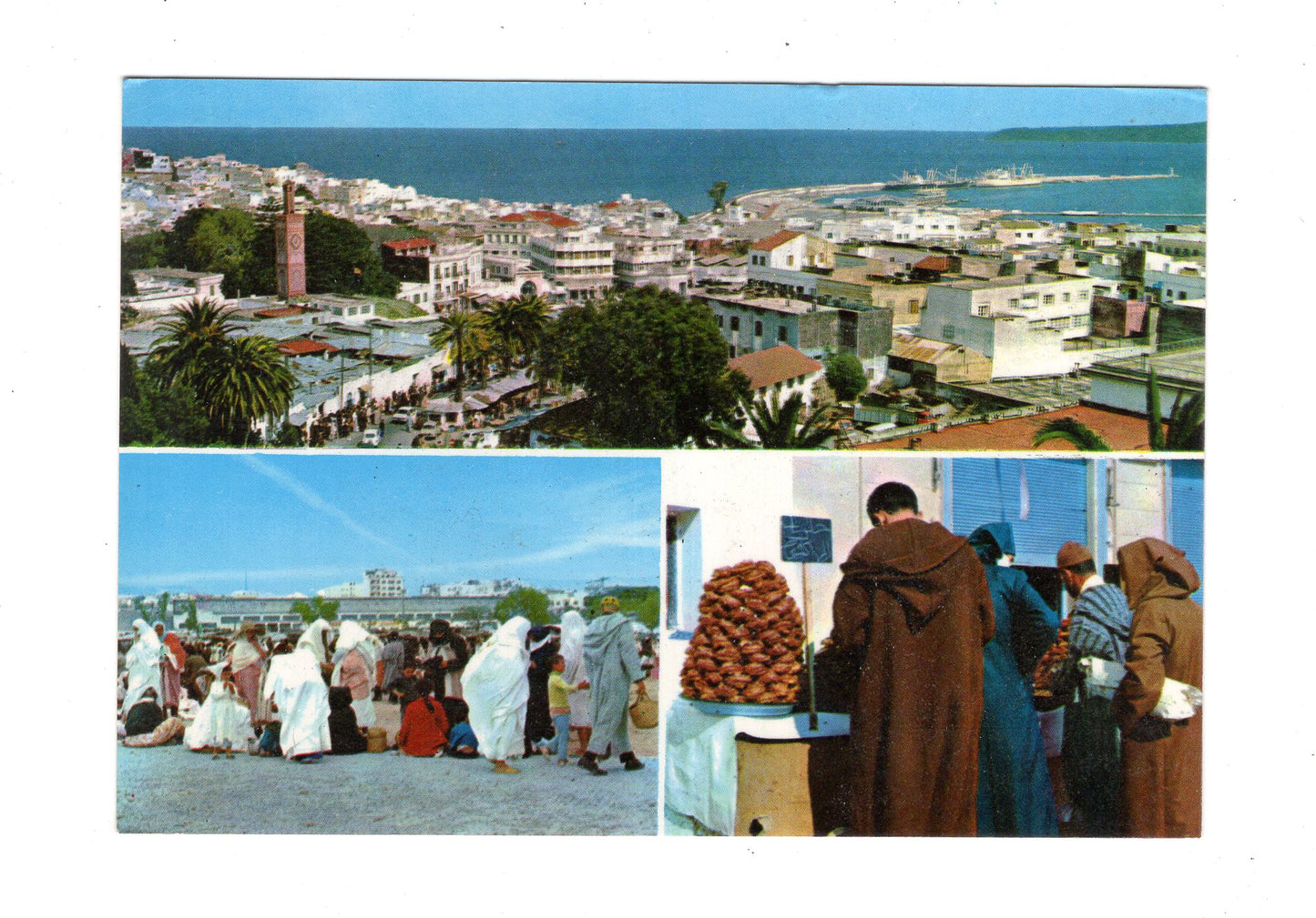 Ansichtskarte Tanger / Panorama und Markt / Marokko