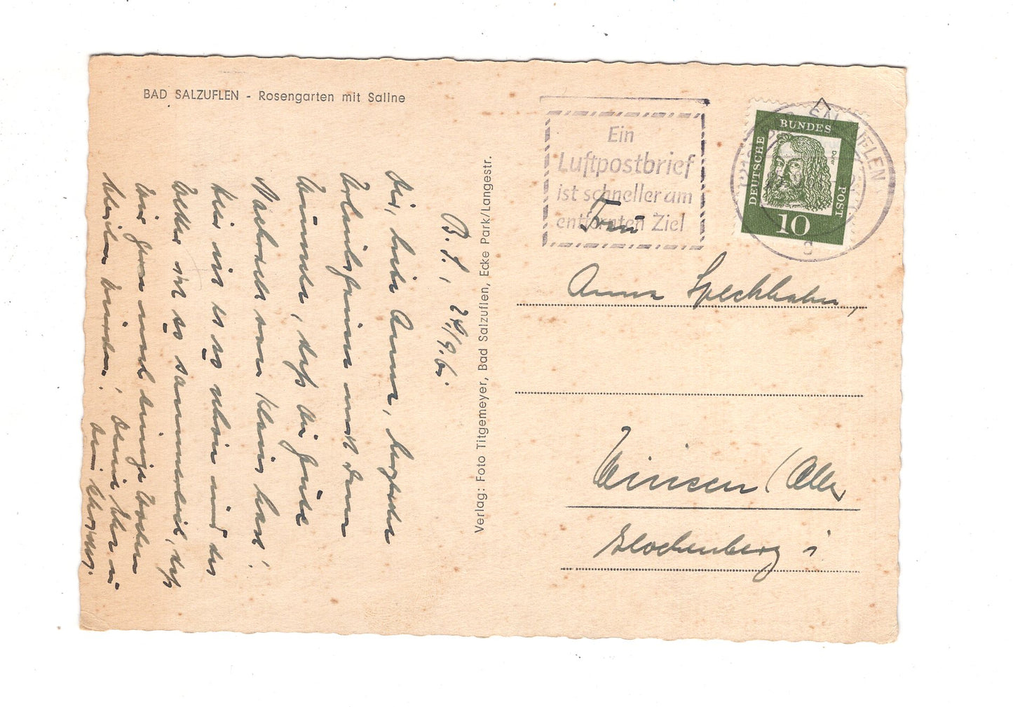 Ansichtskarte Bad Salzuflen / Rosengarten mit Saline / J1-59