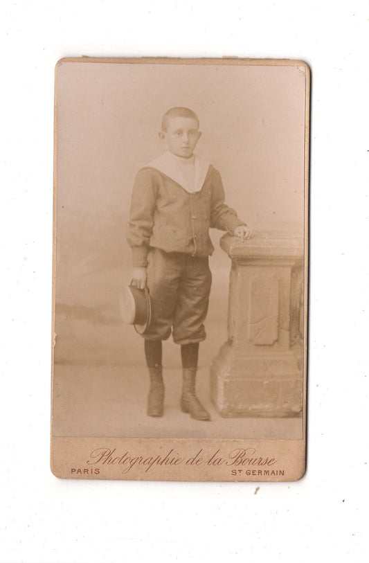 Fotografie Niedlicher kleiner Junge - Paris um 1890 / CDV M1-18