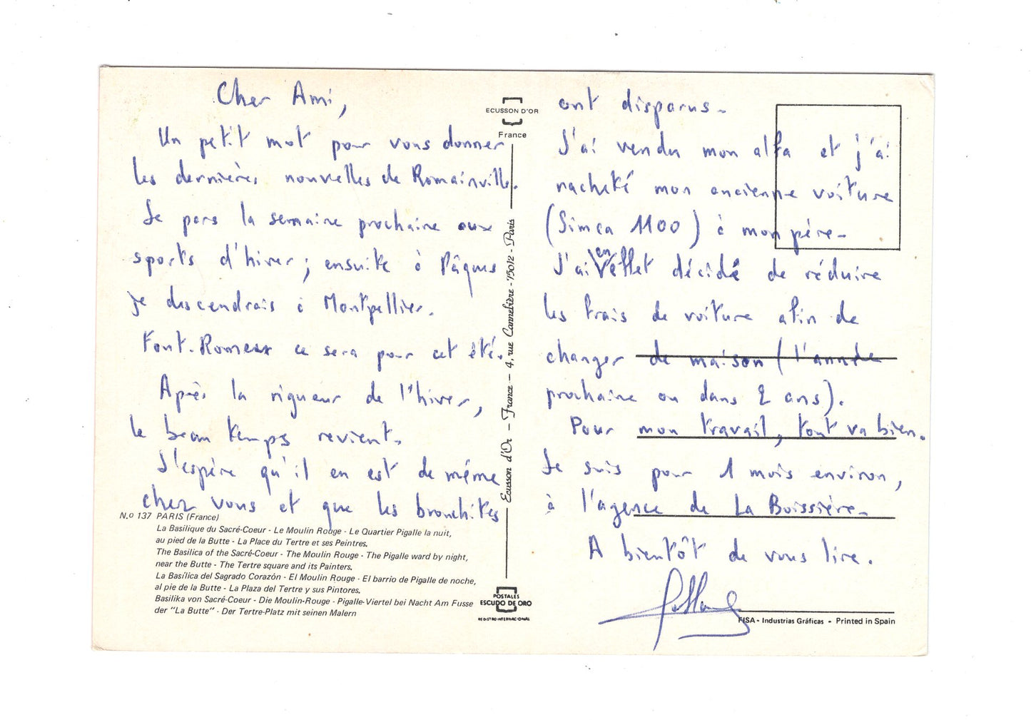 Ansichtskarte Paris / Montmartre / Frankreich