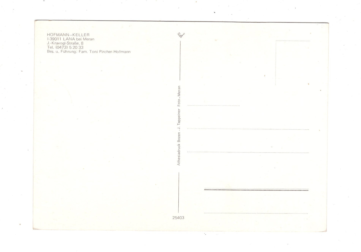 Ansichtskarte Hofmann-Keller / Lana bei Meran / Italien / N1-58