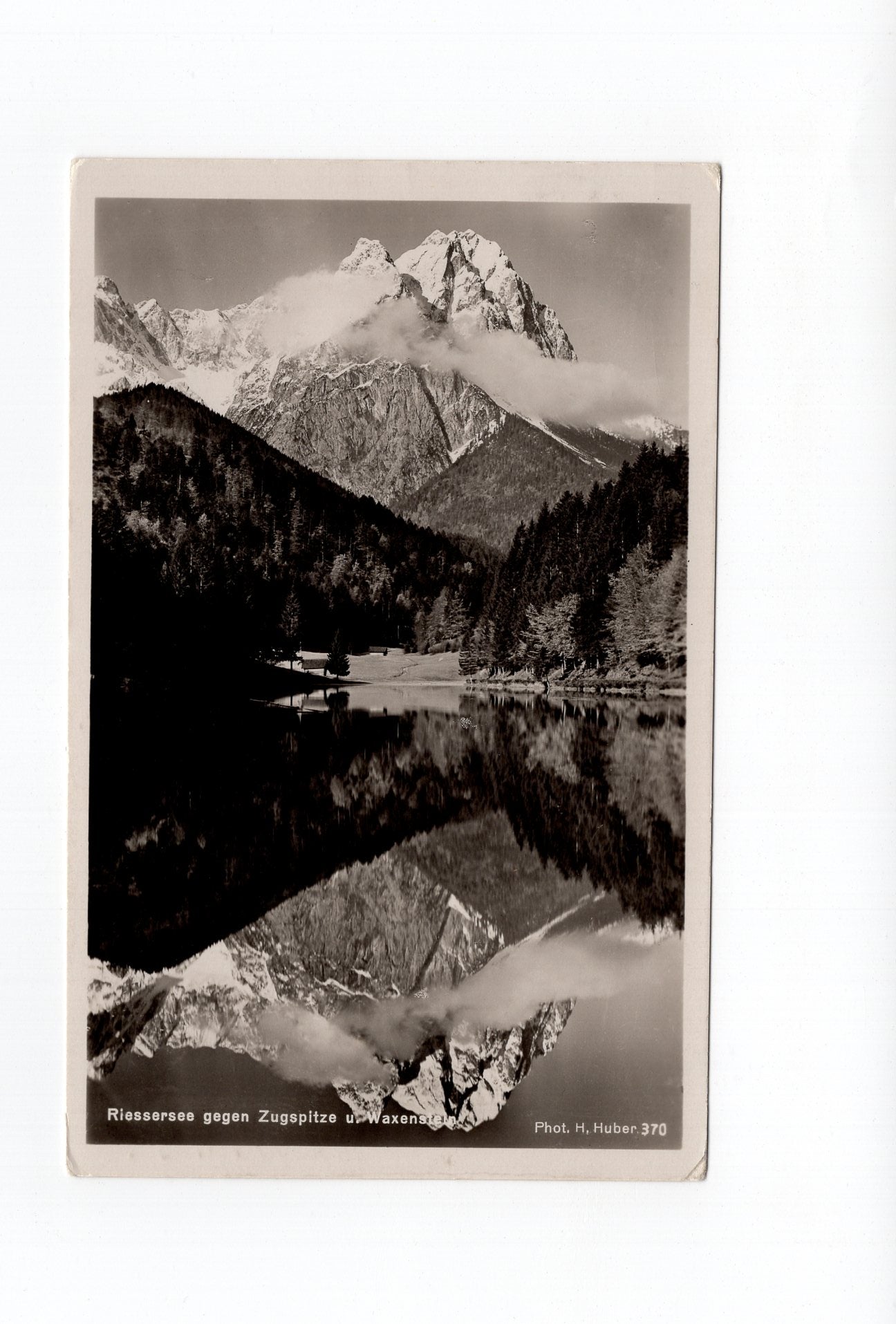 Ansichtskarte Riessersee gegen Zugspitze und Waxenstein