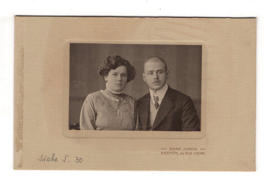Fotografie Feines Paar mit Widmung - Bremen 1910er / CAB X-25