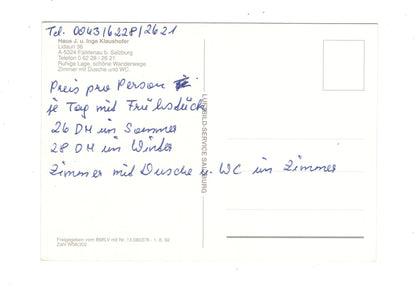 Ansichtskarte Haus J. und Inge Klaushofer / Faistenau bei Salzburg / Österreich