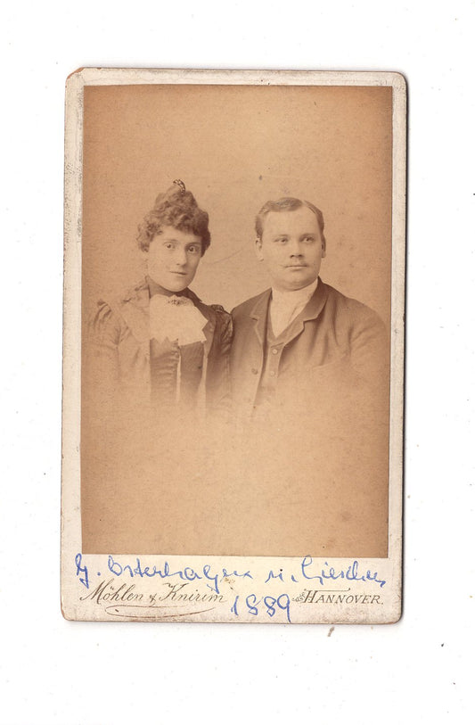 Fotografie Feines Paar / benannt - Hannover 1889 / CDV L1-36