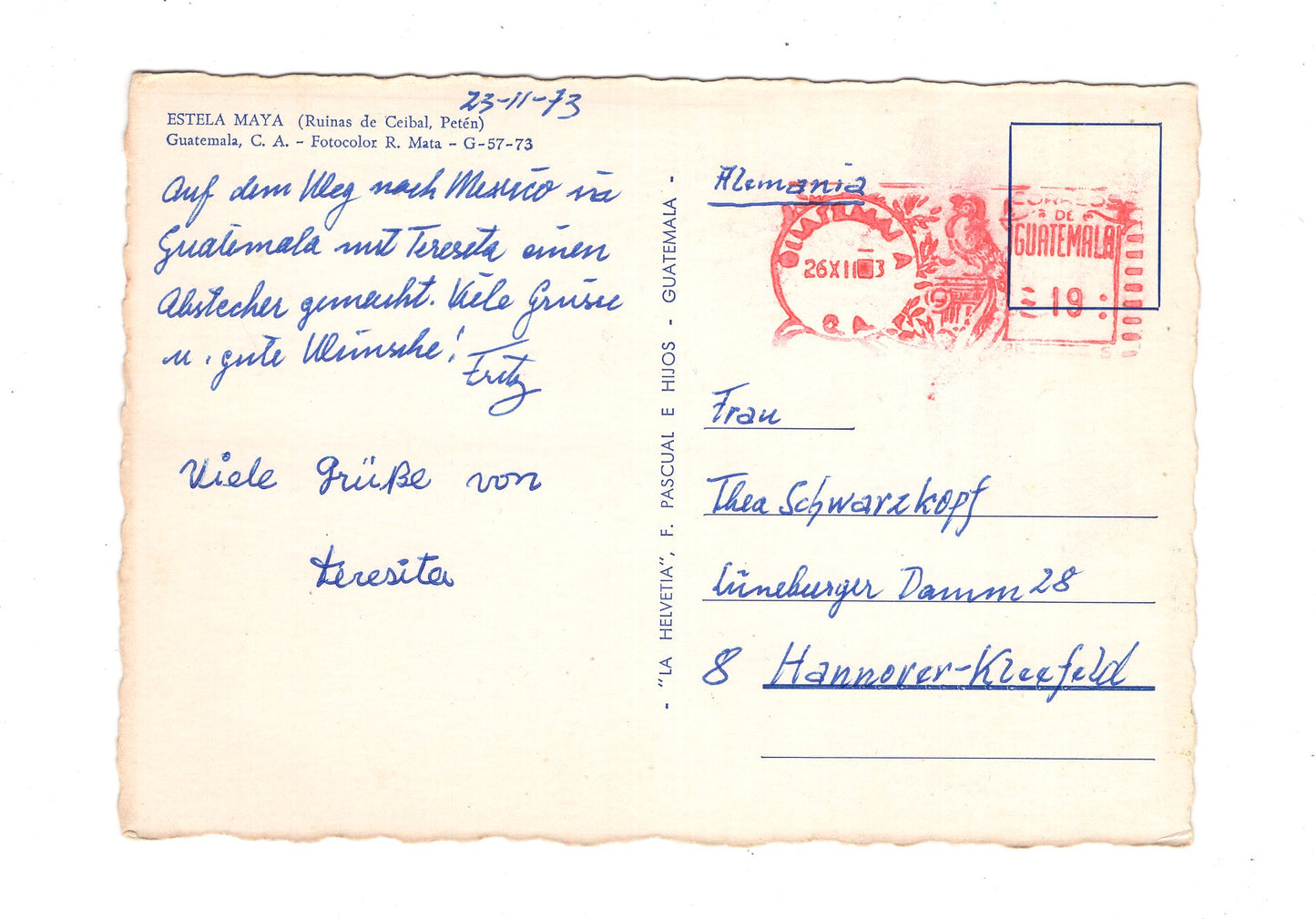 Ansichtskarte Estela Maya / Guatemala