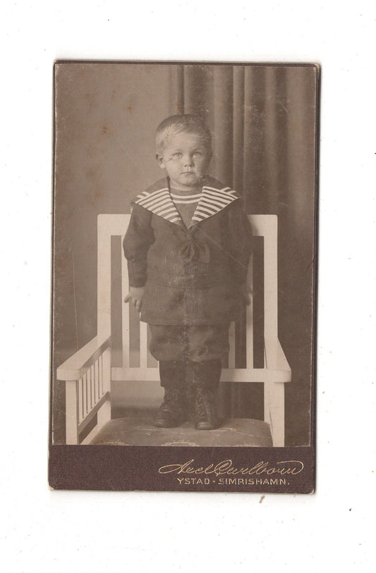 Fotografie Niedlicher kleiner Junge - Ystad um 1910 / CDV M1-18