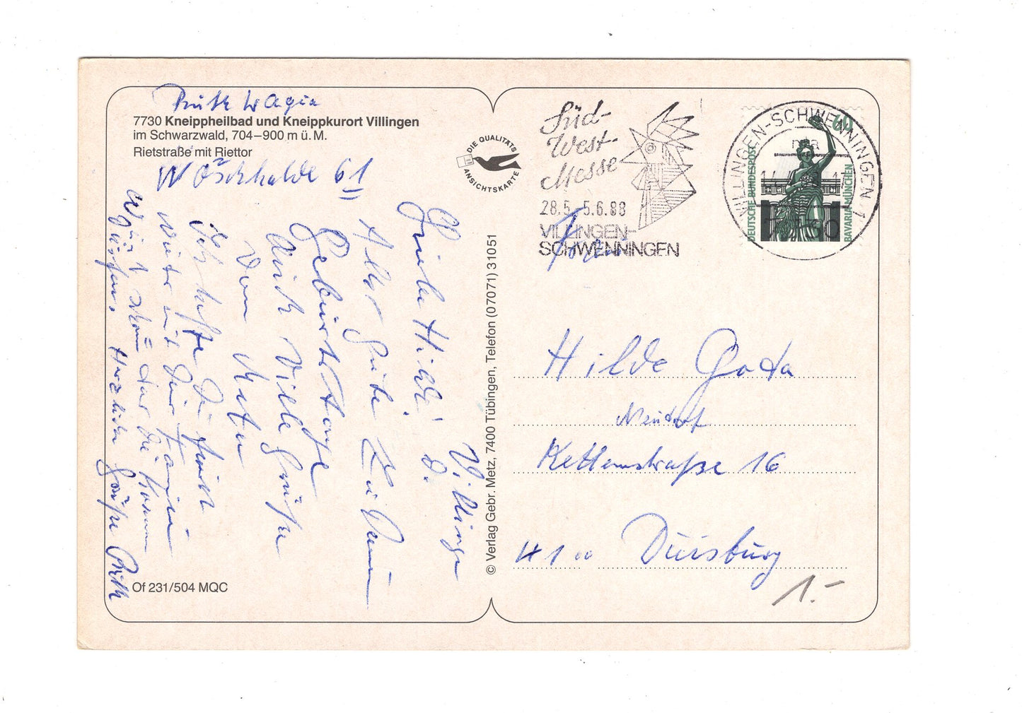 Ansichtskarte Villingen im Schwarzwald / Rietstraße mit Riettor / G1-68