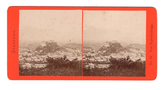 Fotografie / Stereofotografie Salzburg vom Kapuzinerberg - um 1880 / CAB V-23