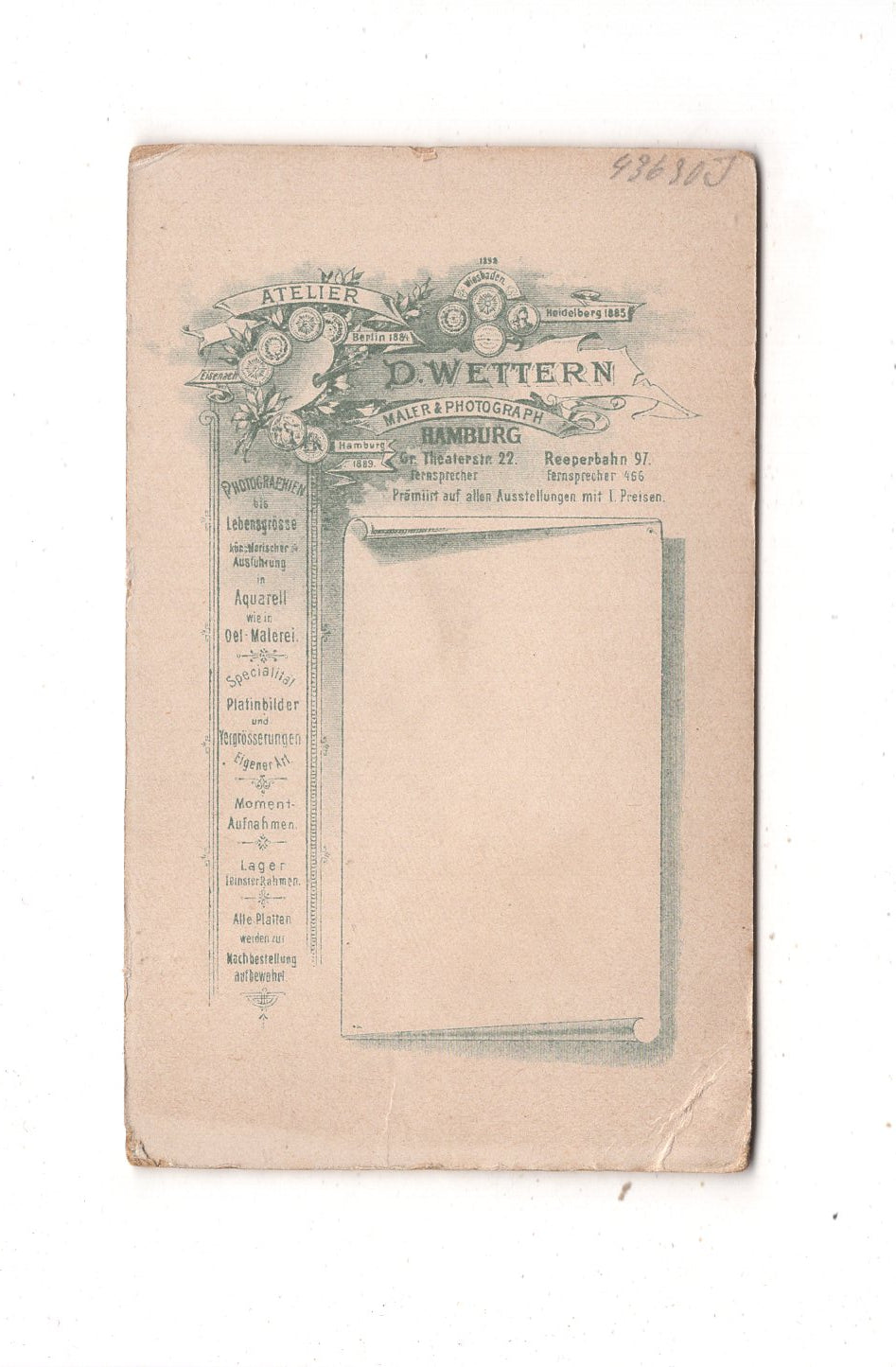 Fotografie Feines junges Mädchen - Hamburg um 1890 / CDV N1-01