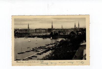 Ansichtskarte Hamburg / Lombardsbrücke mit Stadt