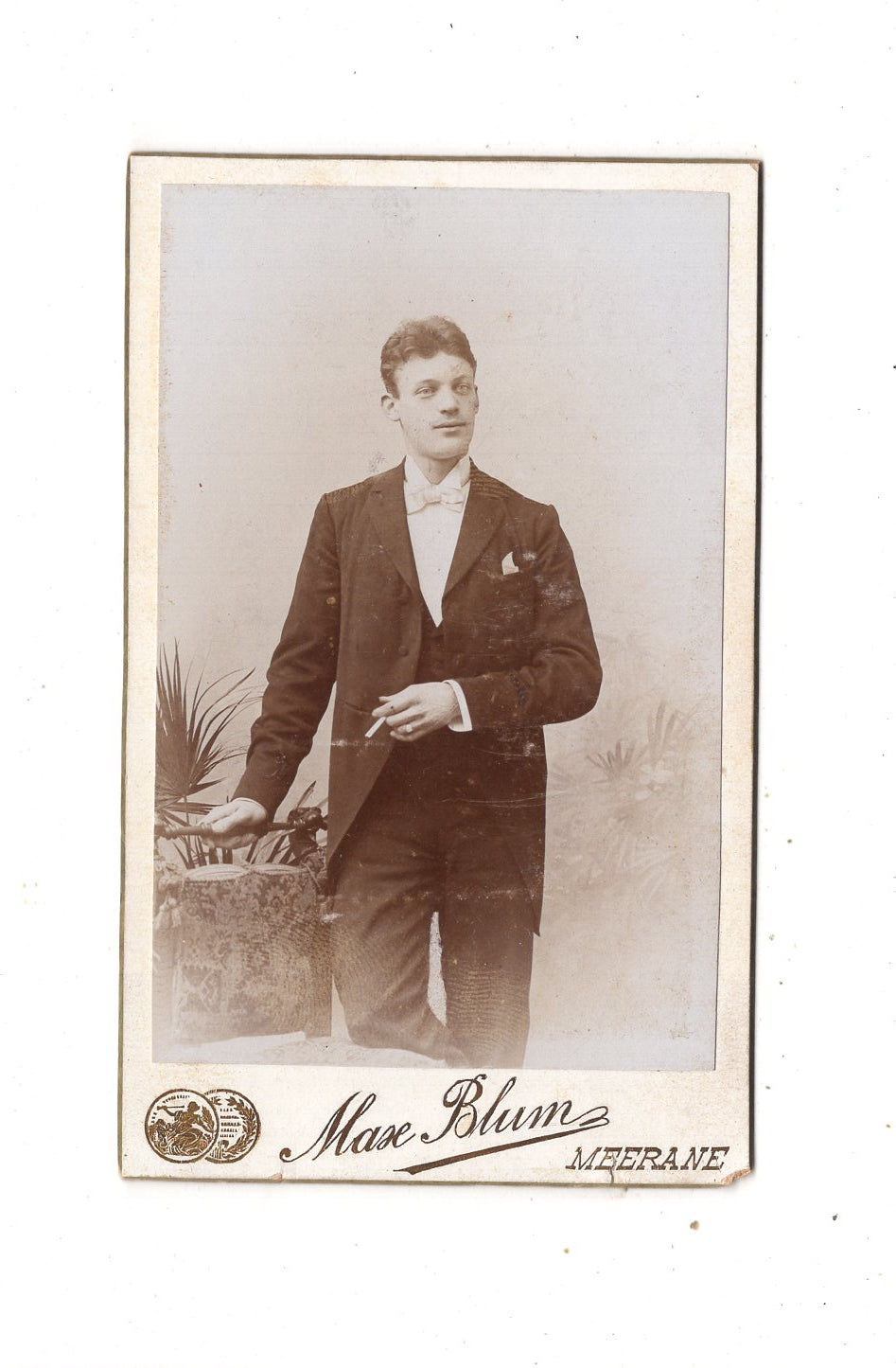 Fotografie Feiner Herr mit Widmung - Meerane 1890er