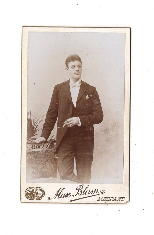 Fotografie Feiner Herr mit Widmung - Meerane 1890er