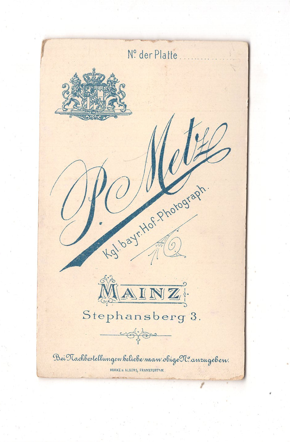 Fotografie Feines junges Mädchen - Mainz 1890er / CDV N1-01