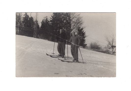 Ansichtskarte Männer fahren Ski