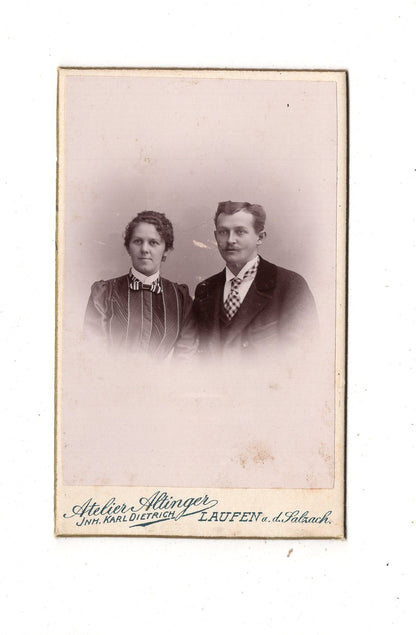 Fotografie Feines Paar - Laufen an der Salzach 1890er / CDV L1-36