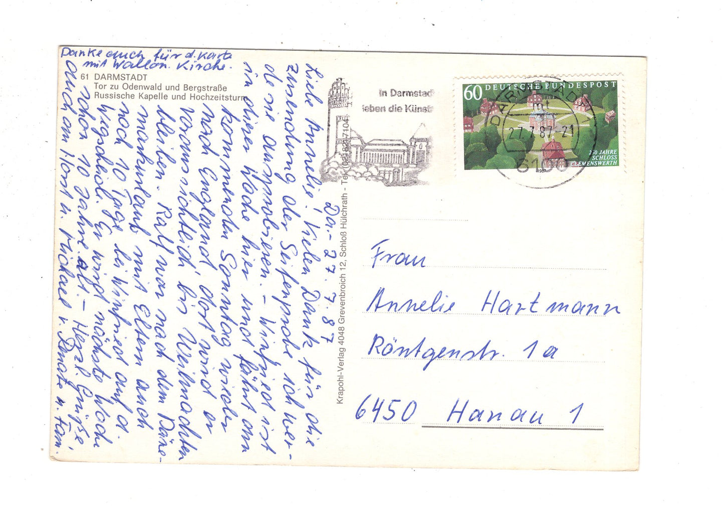 Ansichtskarte Darmstadt / Russische Kapelle und Hochzeitsturm / J1-60