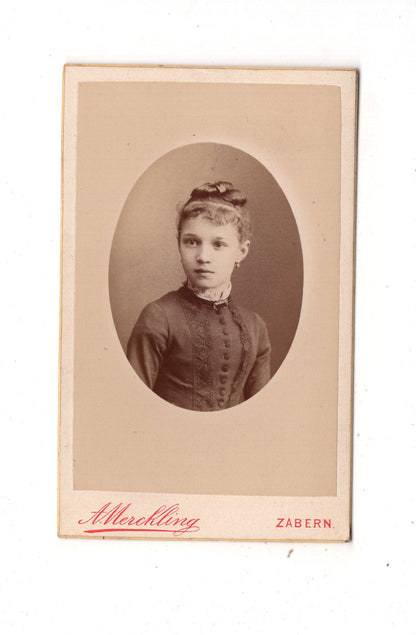 Fotografie Feines junges Mädchen - Zabern im Elsass 1880er / CDV N1-01