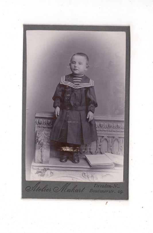 Fotografie Niedlicher kleiner Junge - Dresden-Neustadt 1900er / CDV M1-19