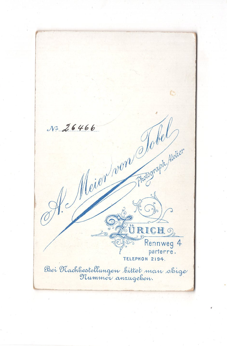 Fotografie Damenportrait - Zürich 1890er / CDV C1-16