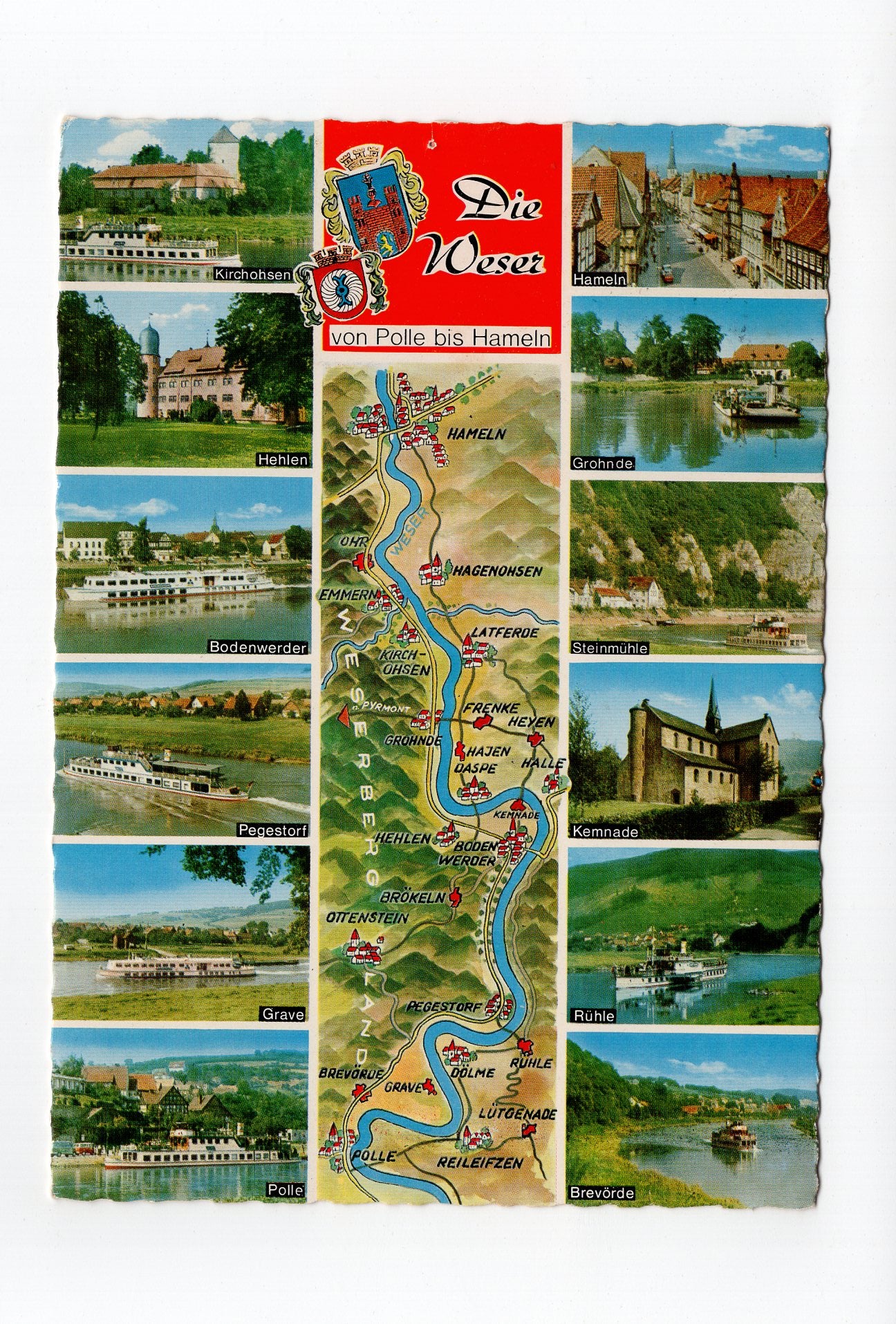 Ansichtskarte Die Weser von Polle bis Hameln